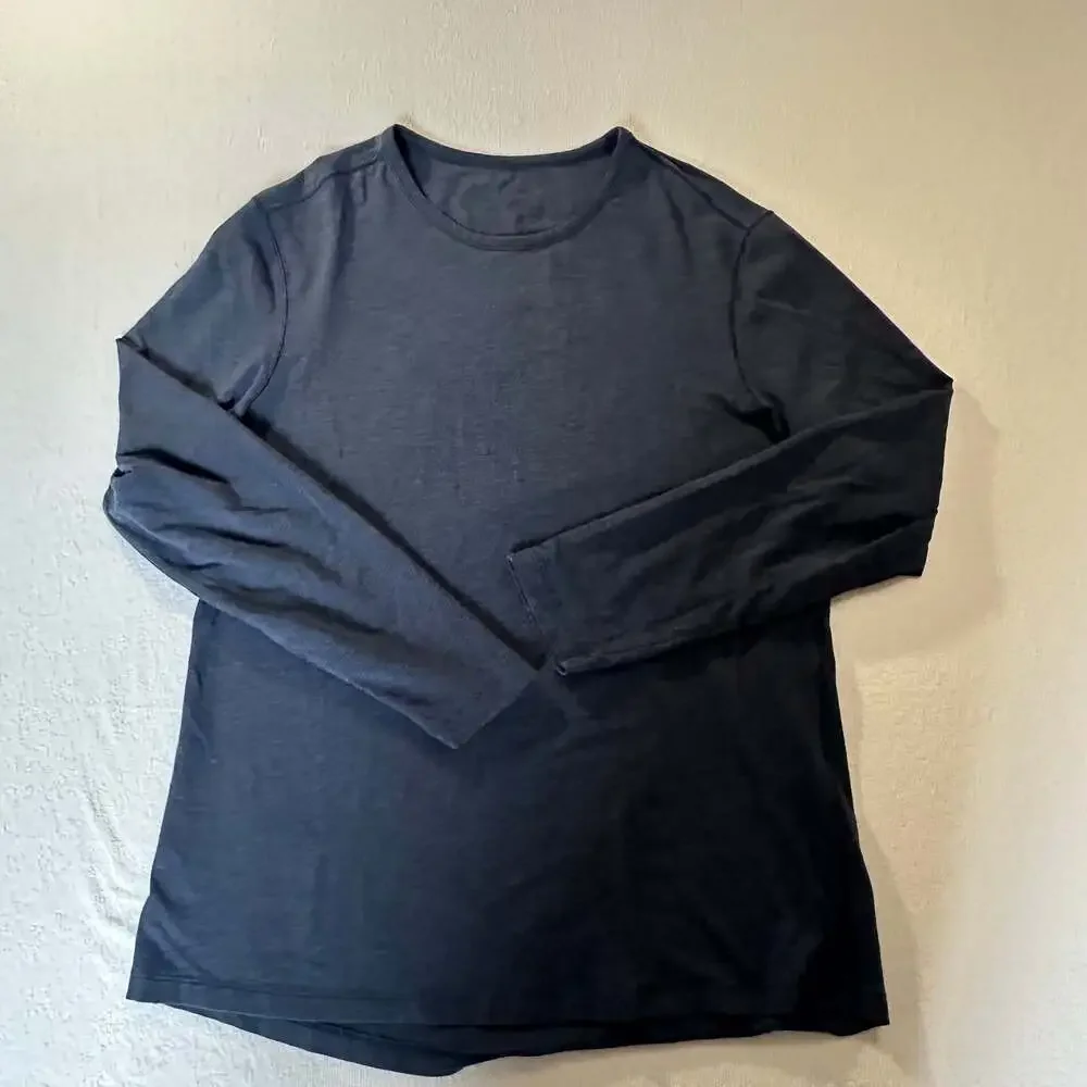 Lululemon Men's Large Long sleeve Crewneck T-Shirt Heather Blue athletic work - Picture 6 of 9